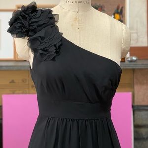 One shoulder black mini dress